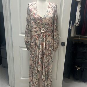 Floral Wrap Maxi Dress with Belt